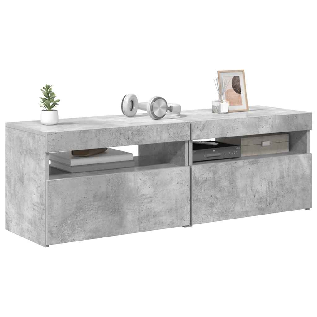 Έπιπλα Τηλεόρασης με LED 2 τεμ. Γκρι Σκυροδέματος 60x35x40 εκ. 6