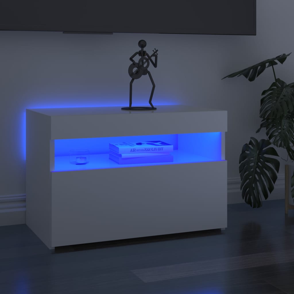 Έπιπλο Τηλεόρασης με LED Γυαλιστερό Λευκό 60 x 35 x 40 εκ. 1