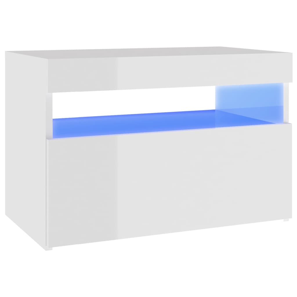 Έπιπλο Τηλεόρασης με LED Γυαλιστερό Λευκό 60 x 35 x 40 εκ. 2
