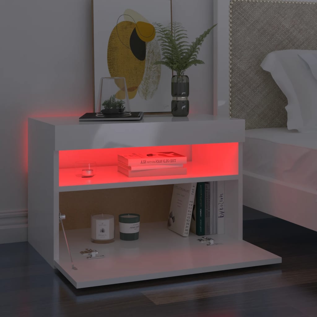 Έπιπλο Τηλεόρασης με LED Γυαλιστερό Λευκό 60 x 35 x 40 εκ. 7