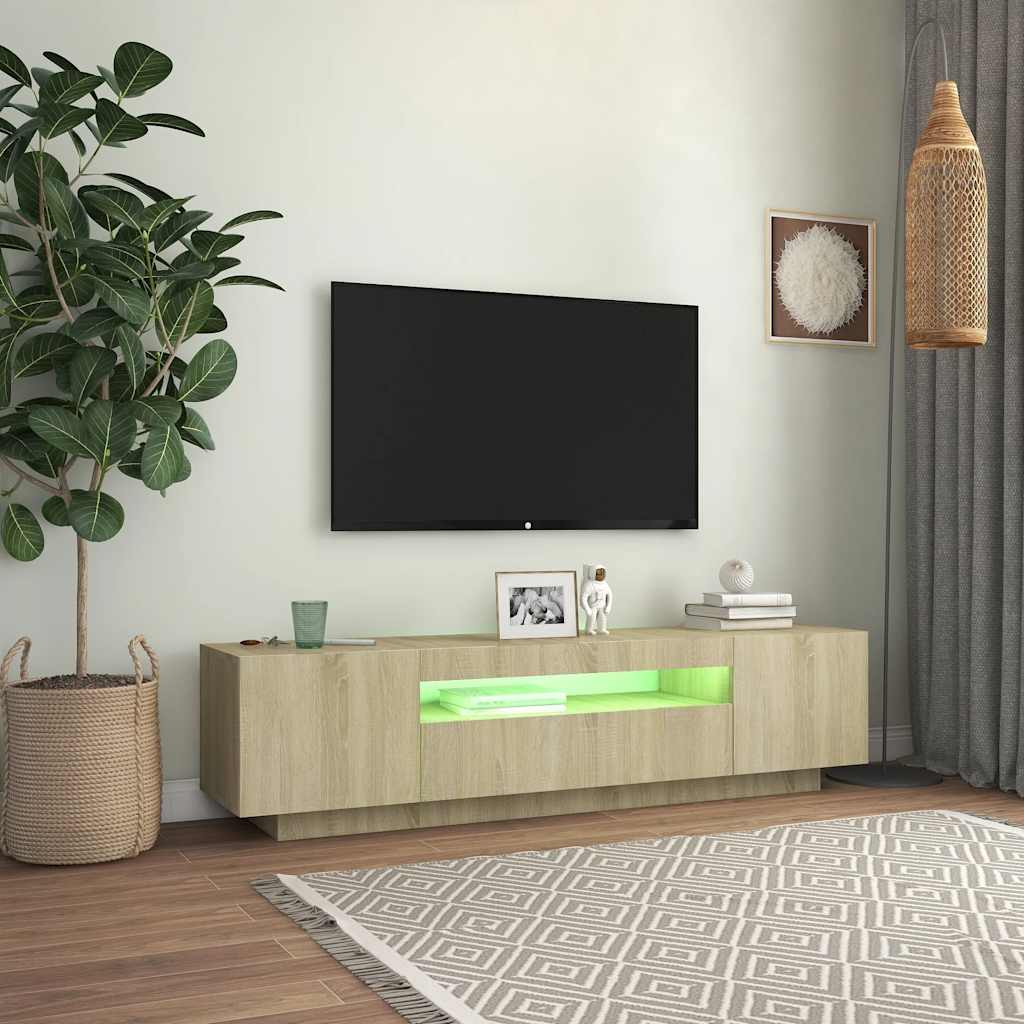 Έπιπλο Τηλεόρασης με LED Sonoma Δρυς 160 x 35 x 40 εκ. 4