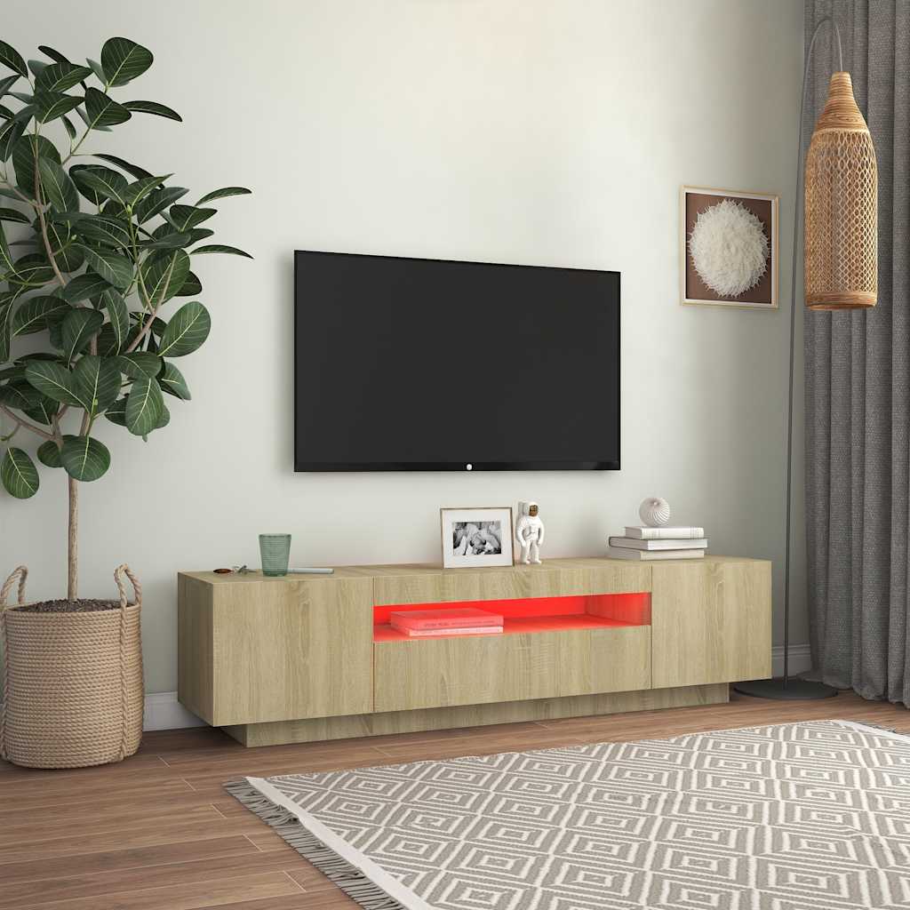 Έπιπλο Τηλεόρασης με LED Sonoma Δρυς 160 x 35 x 40 εκ. 5