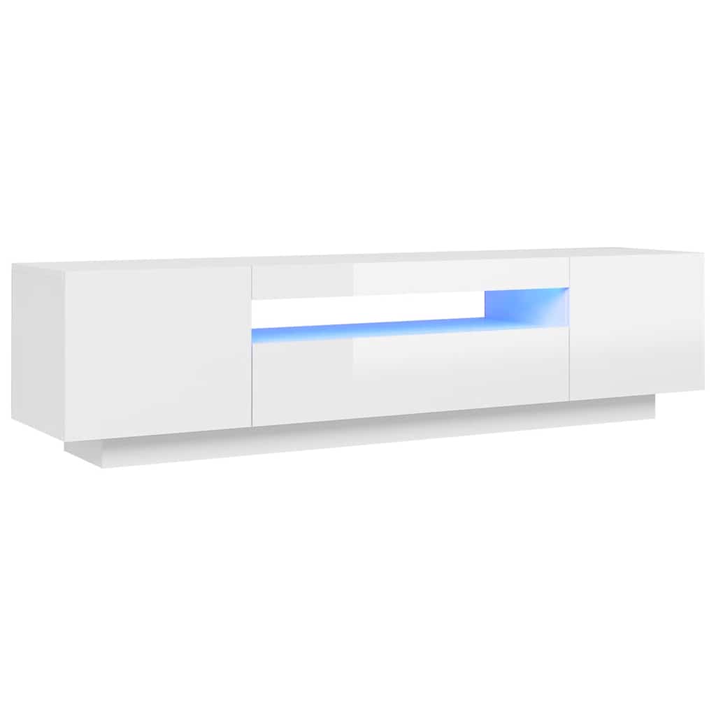 Έπιπλο Τηλεόρασης με LED Γυαλιστερό Άσπρο 160x35x40 εκ. 2