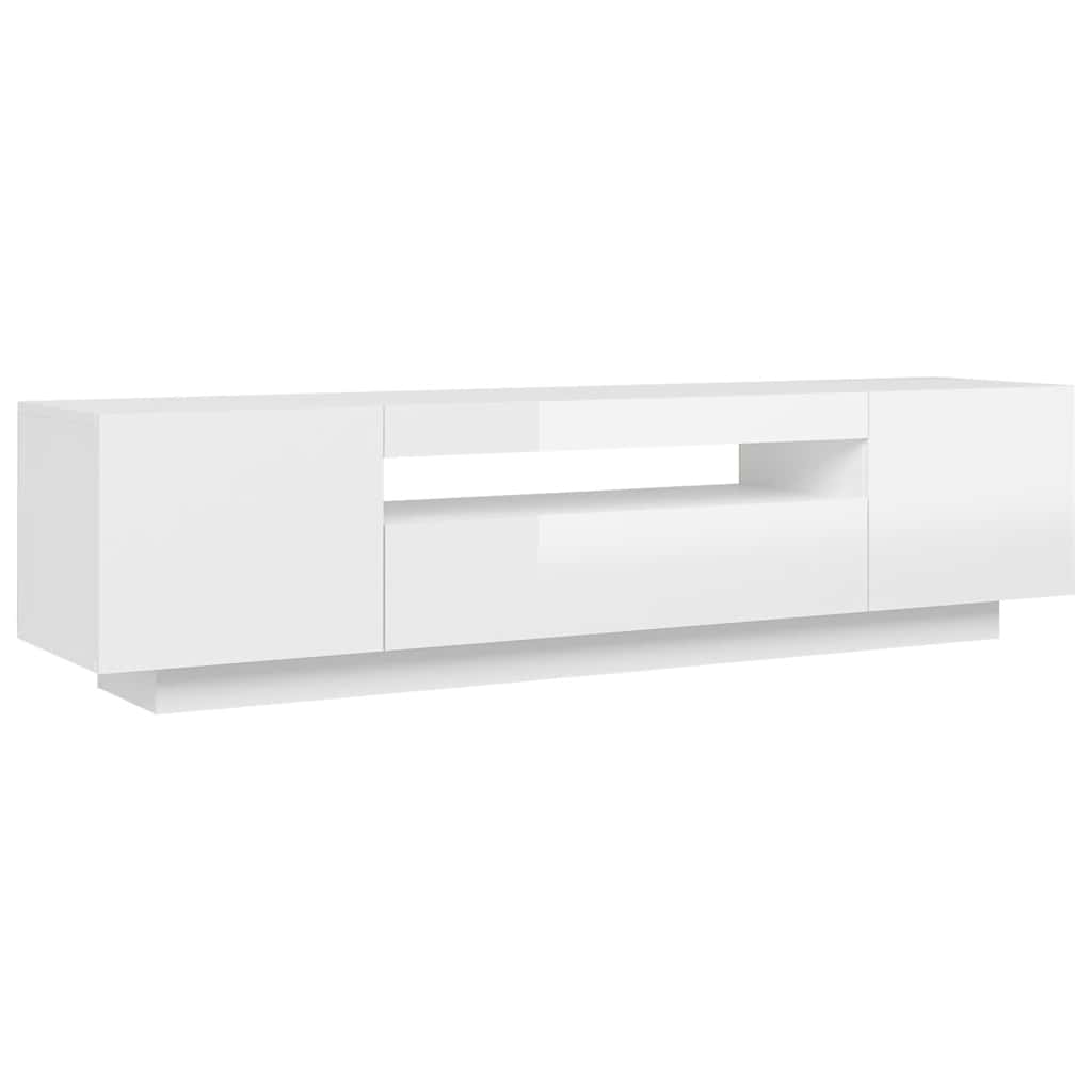 Έπιπλο Τηλεόρασης με LED Γυαλιστερό Άσπρο 160x35x40 εκ. 7