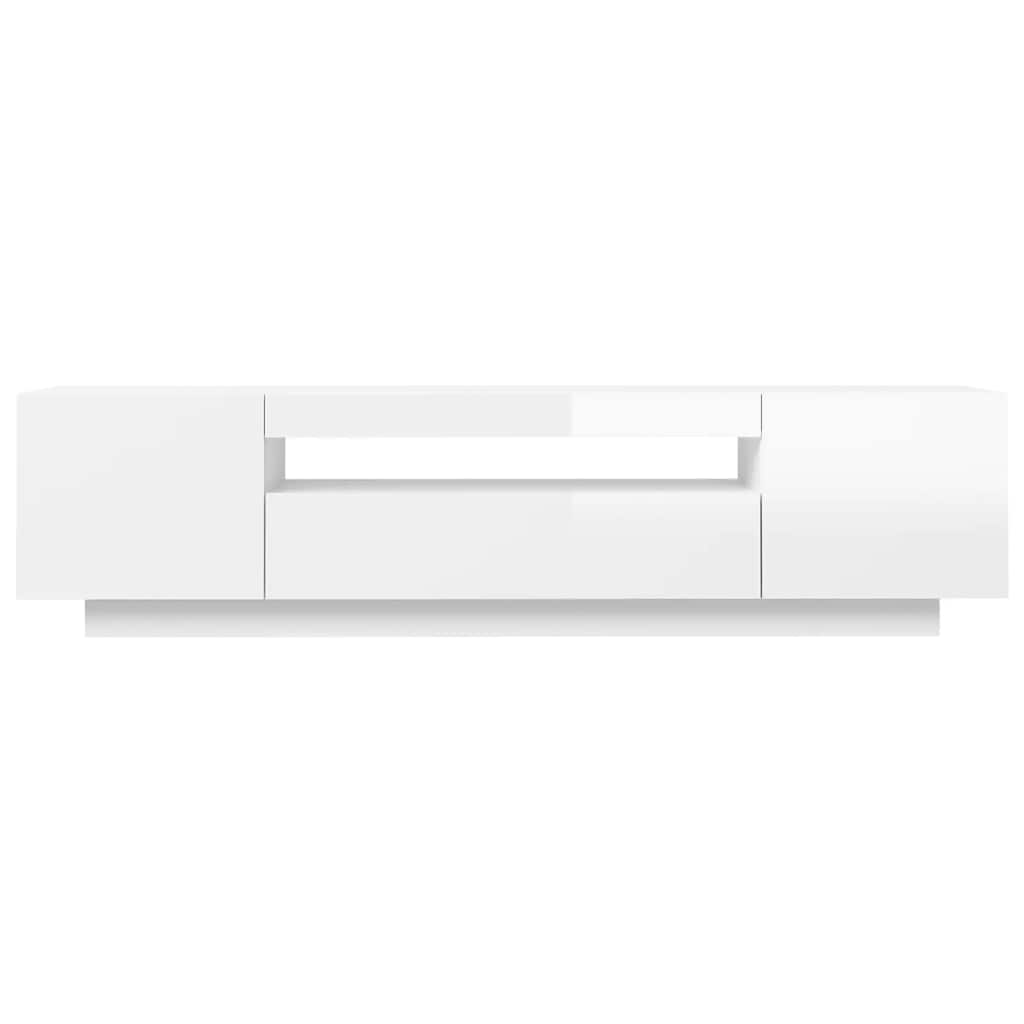 Έπιπλο Τηλεόρασης με LED Γυαλιστερό Άσπρο 160x35x40 εκ. 8
