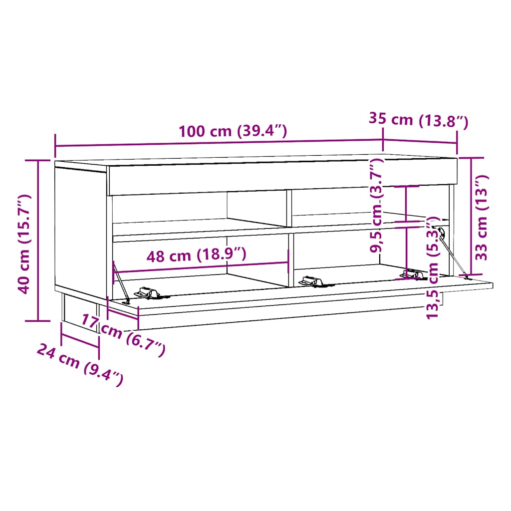 Έπιπλο Τηλεόρασης Λευκό 100 x 35 x 40 εκ. Επεξ. Ξύλο 11