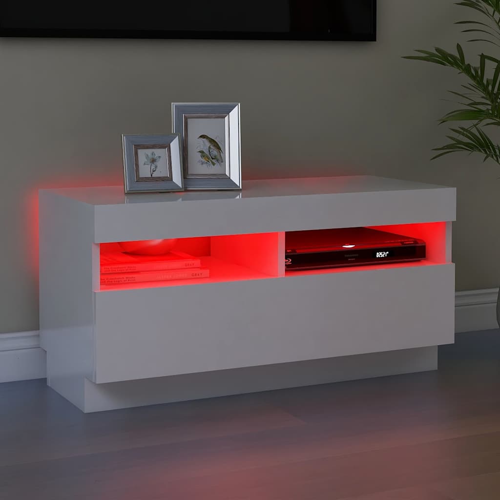 Έπιπλο Τηλεόρασης με LED Γυαλιστερό Λευκό 80 x 35 x 40 εκ. 3