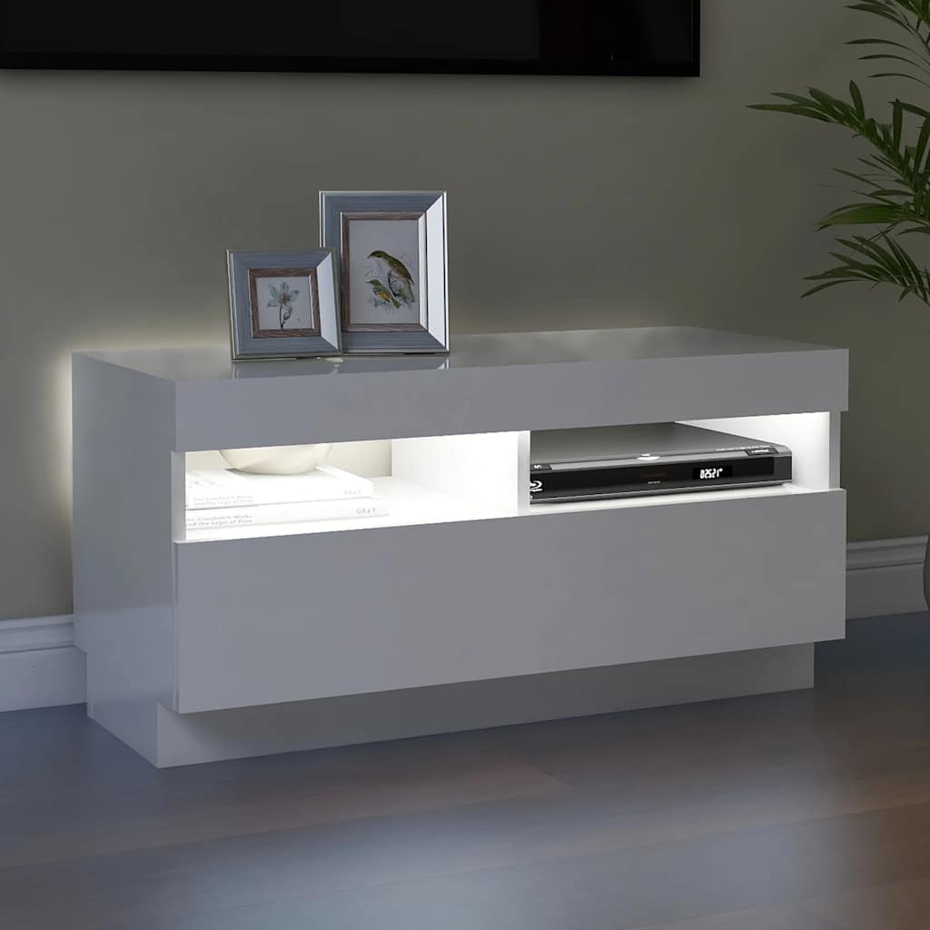 Έπιπλο Τηλεόρασης με LED Γυαλιστερό Λευκό 80 x 35 x 40 εκ. 5