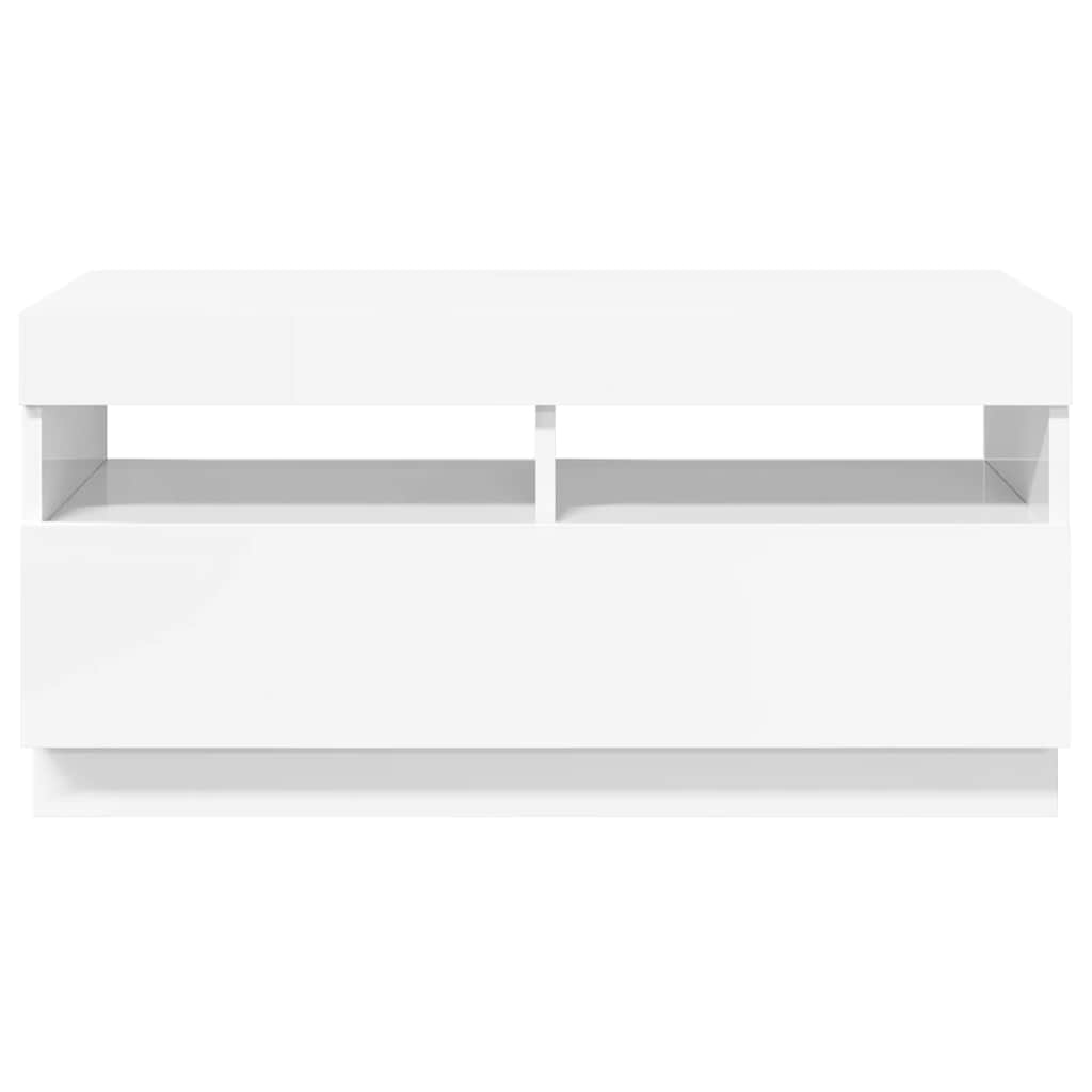 Έπιπλο Τηλεόρασης με LED Γυαλιστερό Λευκό 80 x 35 x 40 εκ. 9