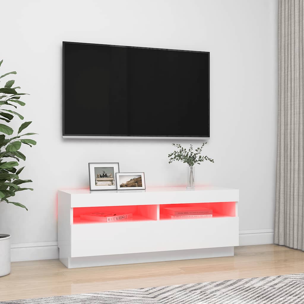 Έπιπλο Τηλεόρασης με LED Λευκό 100 x 35 x 40 εκ. 3
