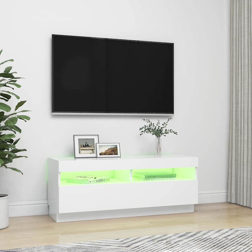 Έπιπλο Τηλεόρασης με LED Λευκό 100 x 35 x 40 εκ. 4