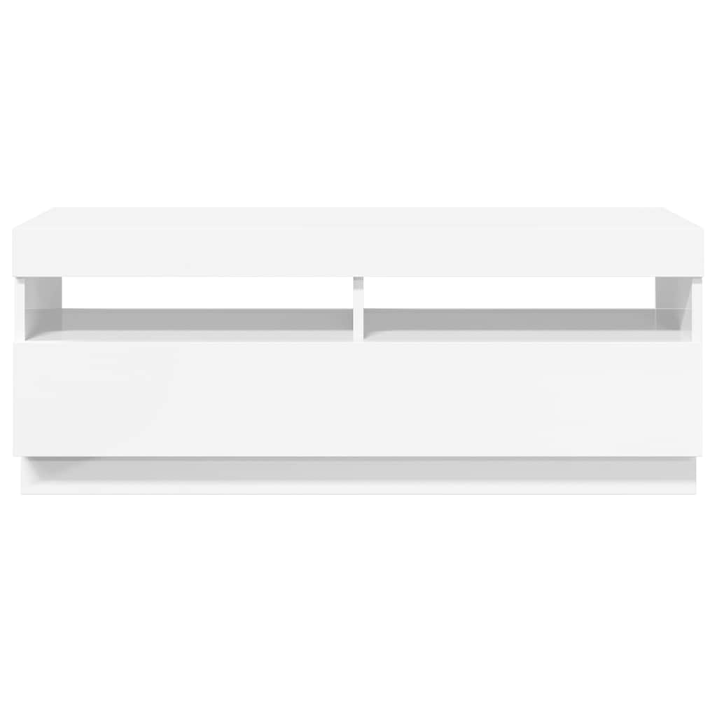 Έπιπλο Τηλεόρασης με LED Γυαλιστερό Άσπρο 100 x 35 x 40 εκ. 10
