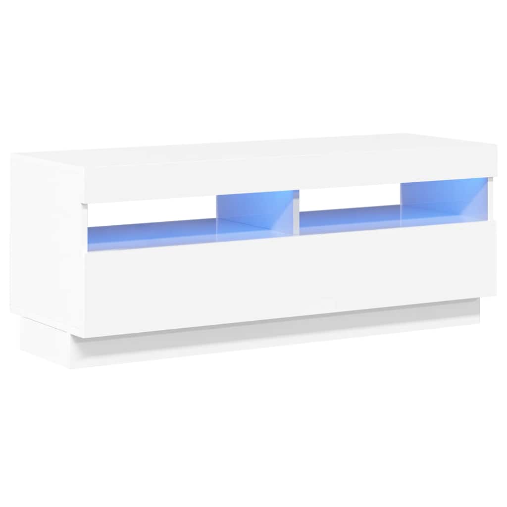 Έπιπλο Τηλεόρασης με LED Γυαλιστερό Άσπρο 100 x 35 x 40 εκ. 2