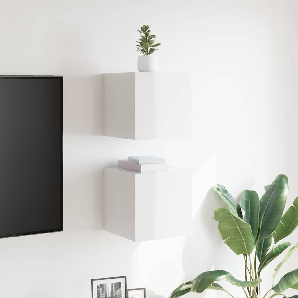 Έπιπλα Τηλεόρασης Κρεμαστά 2 τεμ Γυαλ. Λευκό 30,5 x 30 x 30 εκ. 3