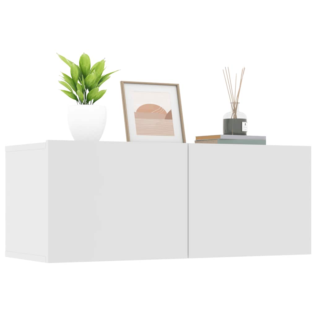 Έπιπλα Τηλεόρασης 2 τεμ. Λευκά 80x30x30 εκ. Επεξεργασμένο Ξύλο 4