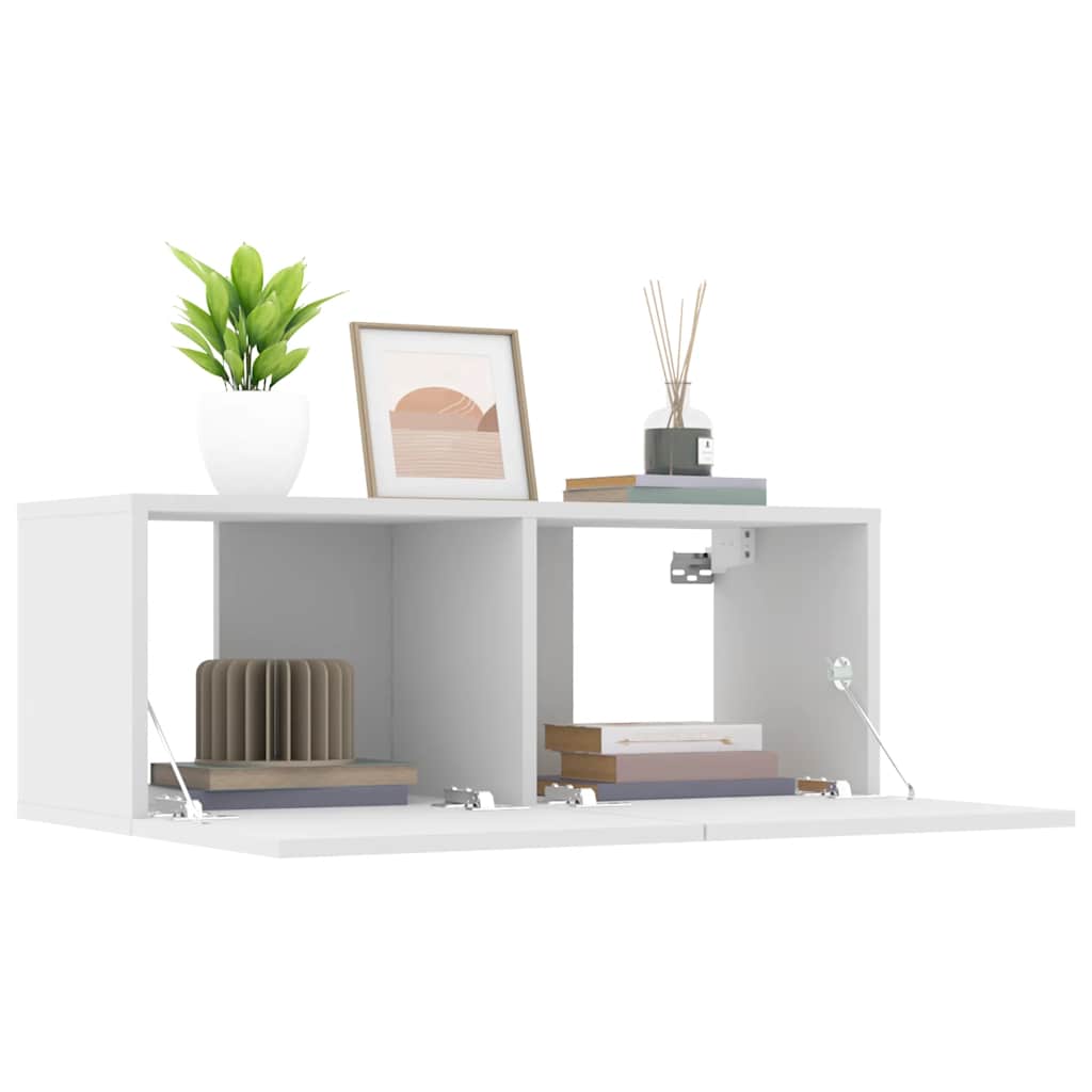 Έπιπλα Τηλεόρασης 2 τεμ. Λευκά 80x30x30 εκ. Επεξεργασμένο Ξύλο 5