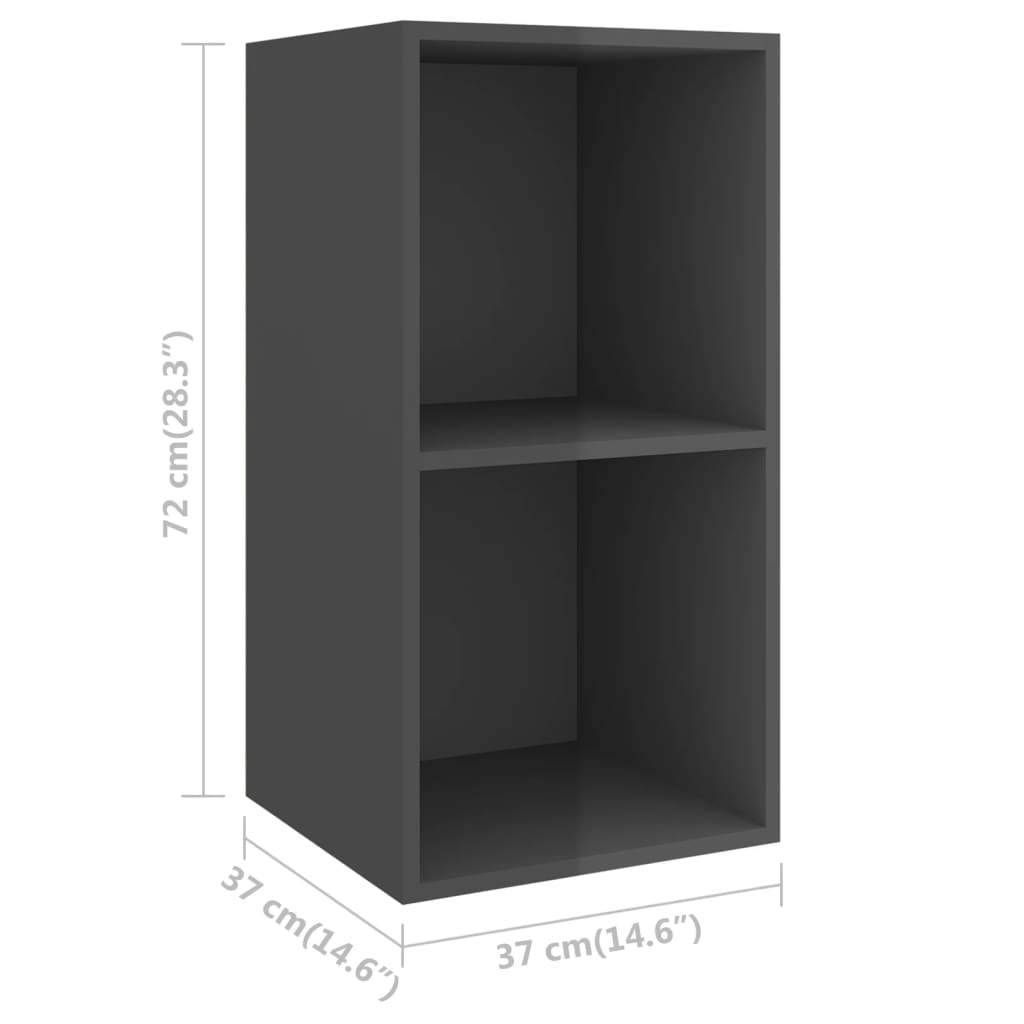 Έπιπλο Τηλεόρασης Κρεμαστό Γυαλ. Γκρι 37x37x72 εκ. Επεξ. Ξύλο 9