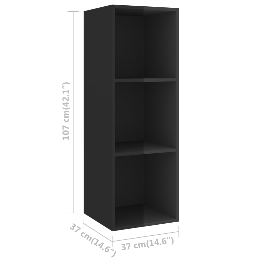 Έπιπλο Τηλεόρασης Κρεμαστό Γυαλ. Μαύρο 37x37x107 εκ Επεξ. Ξύλο 9