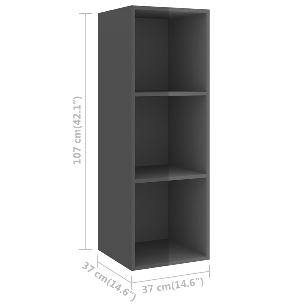 Έπιπλο Τηλεόρασης Κρεμαστό Γυαλ. Γκρι 37x37x107 εκ. Επεξ. Ξύλο 9