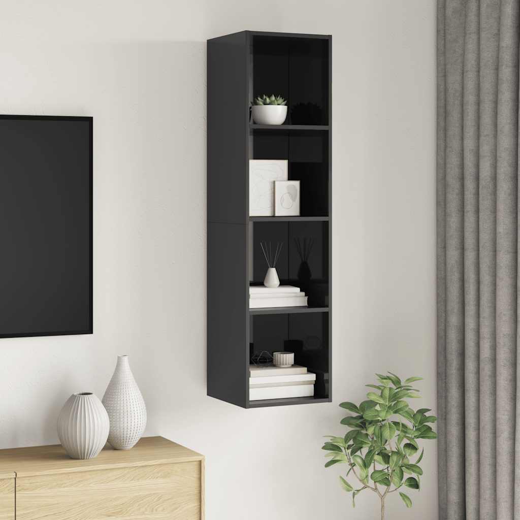 Έπιπλο Τηλεόρασης Κρεμαστό Γυαλ.Γκρι 37x37x142,5 εκ Επεξ. Ξύλο 5