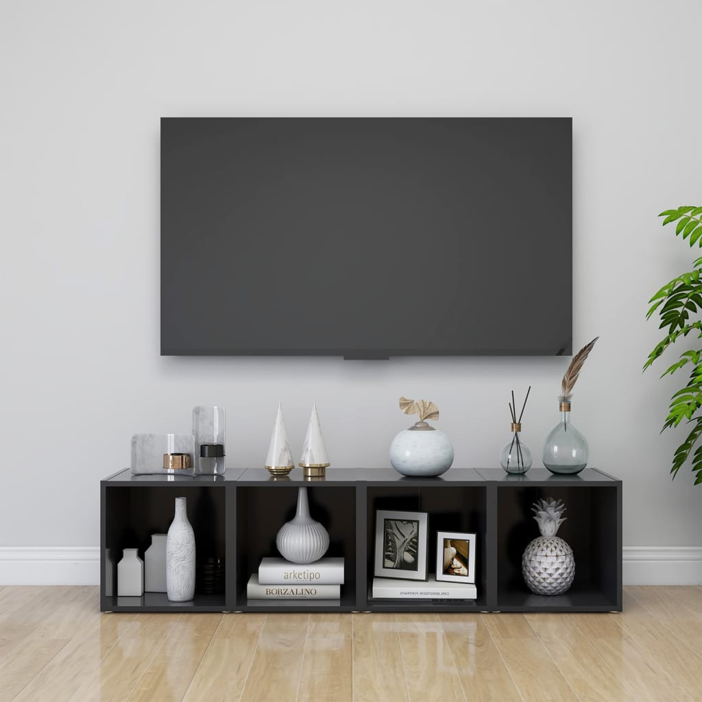 Έπιπλα Τηλεόρασης 4 τεμ. Γκρι 37 x 35 x 37 εκ. από Επεξ. Ξύλο 1