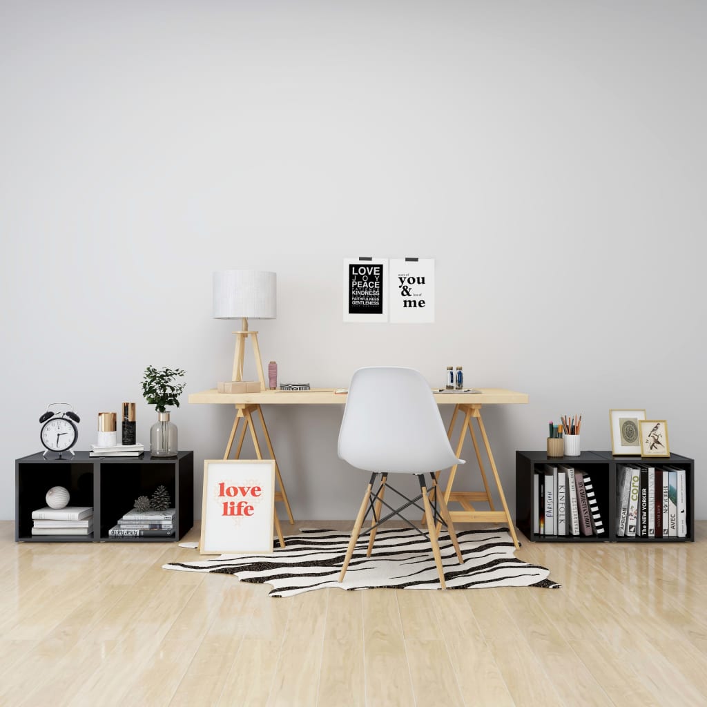 Έπιπλα Τηλεόρασης 4 τεμ. Γυαλ. Γκρι 37x35x37 εκ. Επεξ. Ξύλο 6