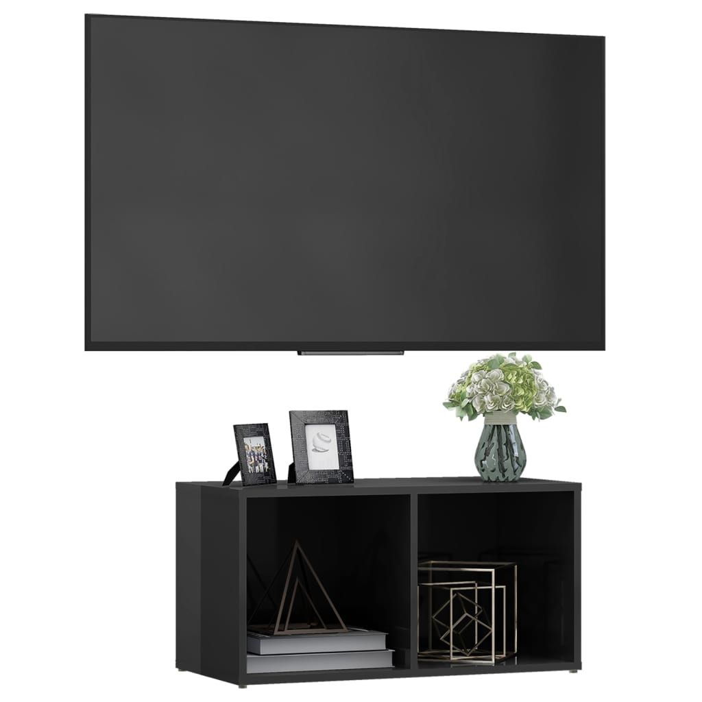 Έπιπλο Τηλεόρασης Γυαλιστερό Γκρι 72x35x36,5 εκ. Επεξ. Ξύλο 3