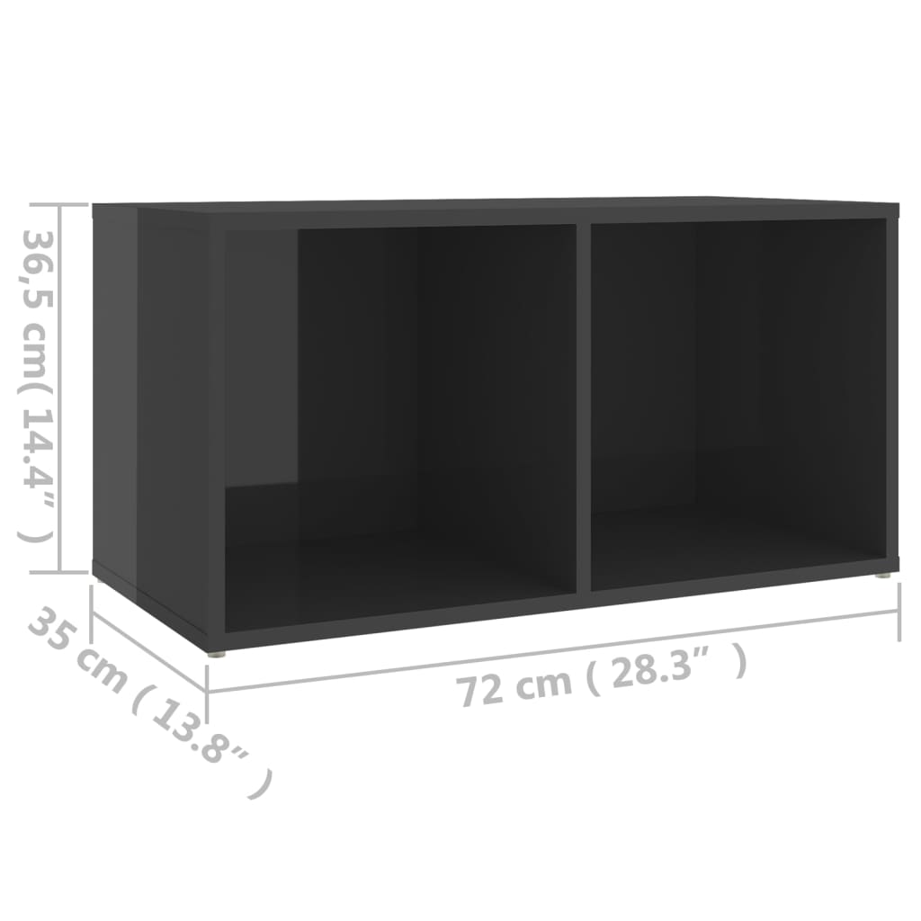 Έπιπλο Τηλεόρασης Γυαλιστερό Γκρι 72x35x36,5 εκ. Επεξ. Ξύλο 9
