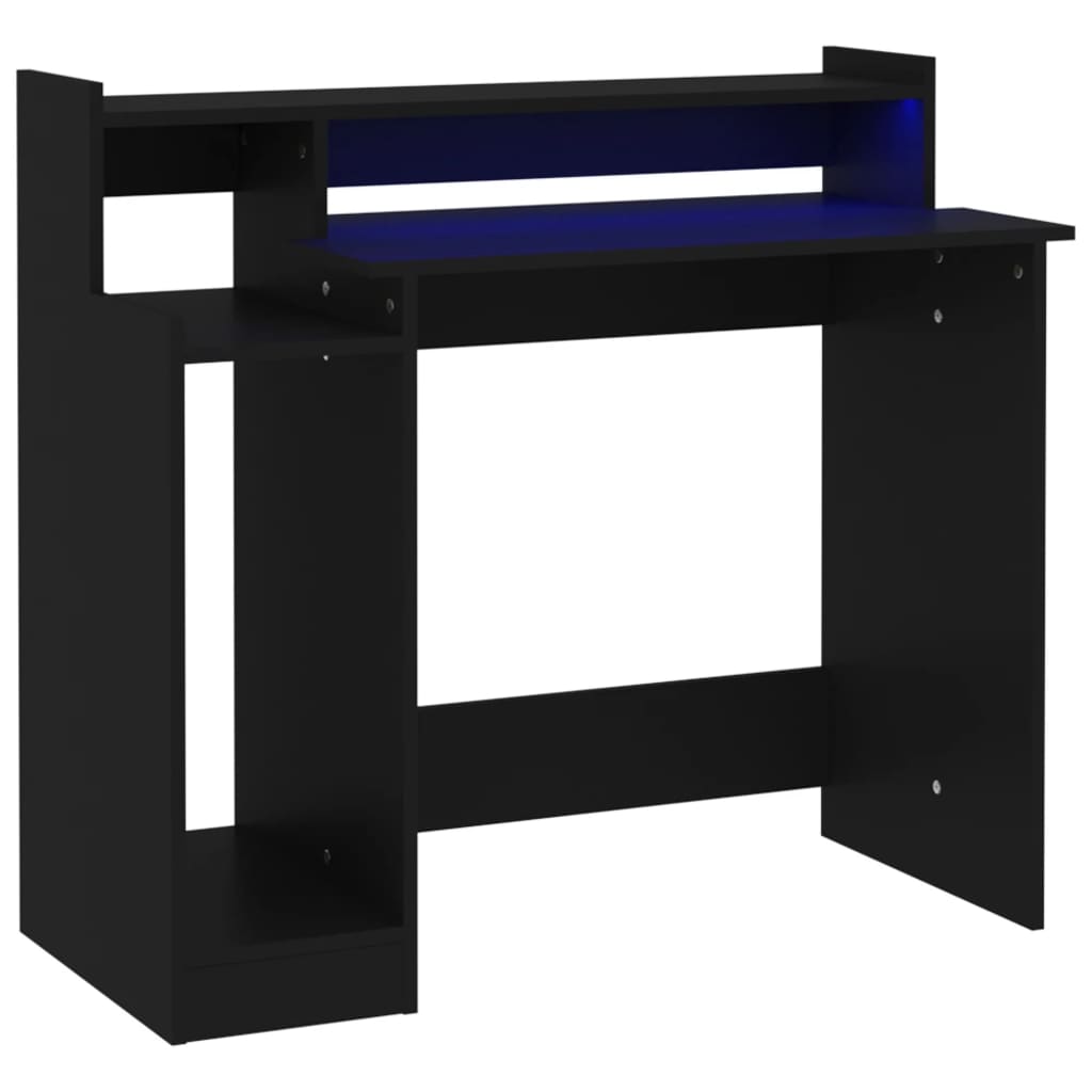 Γραφείο με LED Μαύρο 97 x 45 x 90 εκ. από Επεξεργασμένο Ξύλο 2