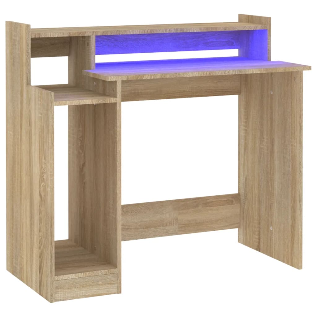 Γραφείο με LED Sonoma δρυς 97x45x90 εκ. Επεξεργ. Ξύλο 2
