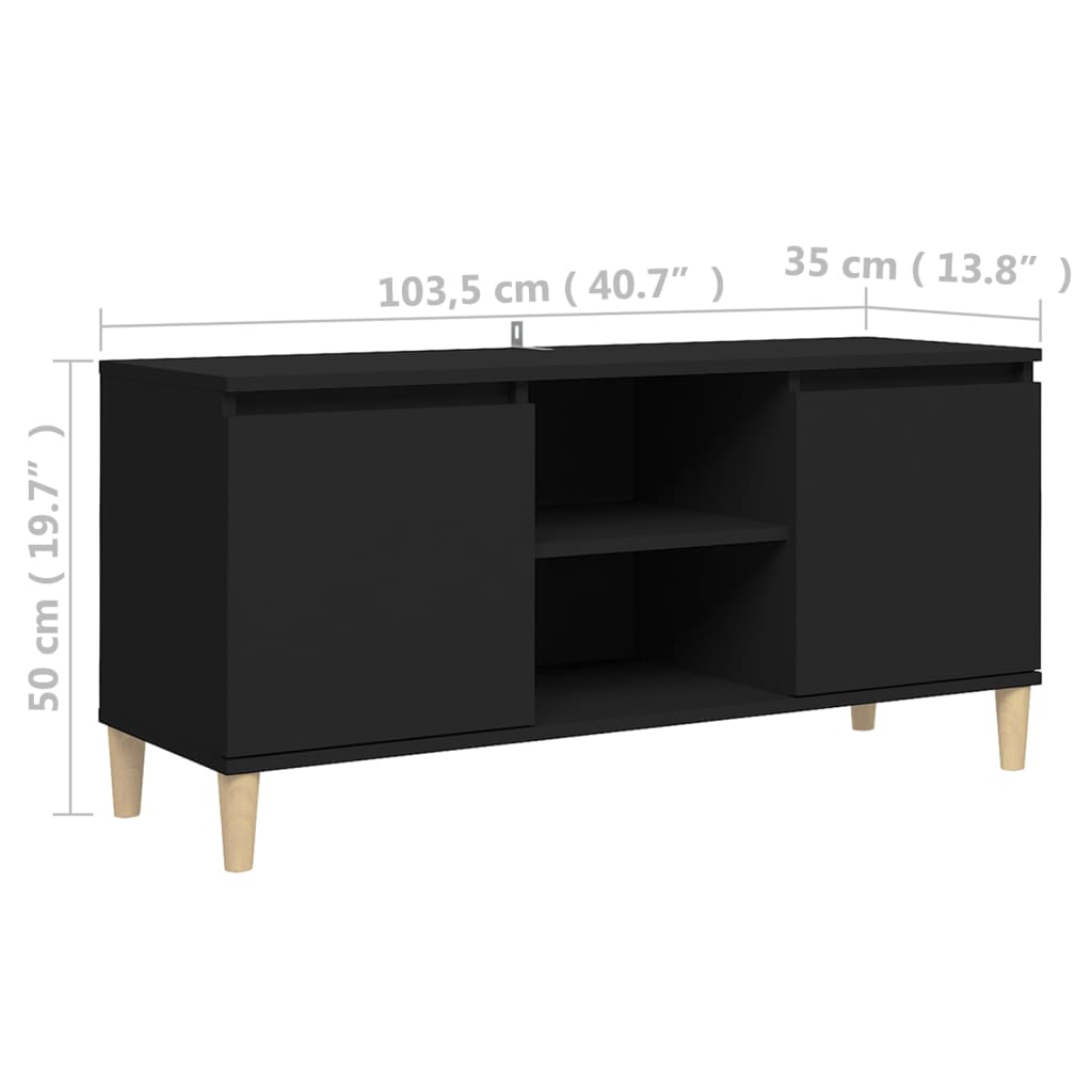 Έπιπλο Τηλεόρασης Καφέ Μαύρο 103,5x35x50εκ. Μασίφ Ξύλινα Πόδια 8