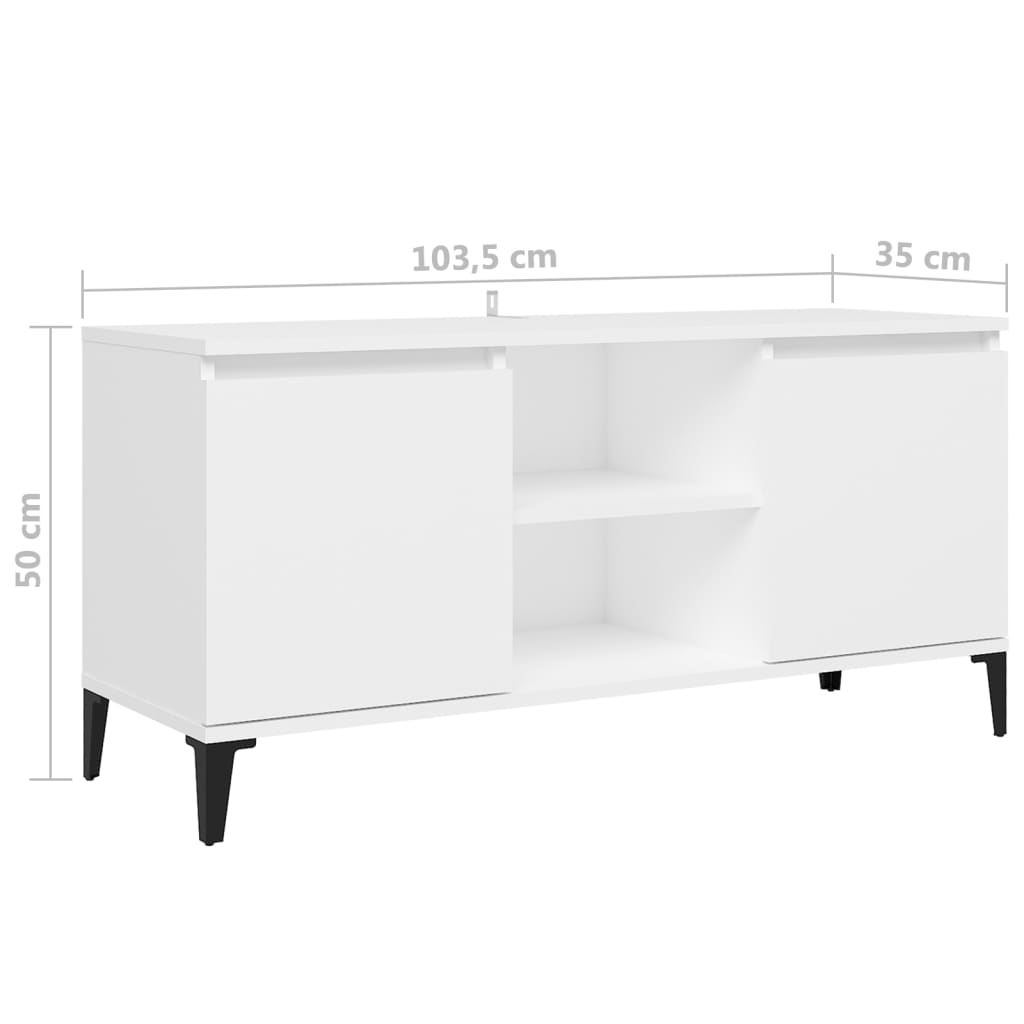 Έπιπλο Τηλεόρασης Μεταλ. Λευκό 103,5x35x50 εκ. Μεταλλικά Πόδια 8
