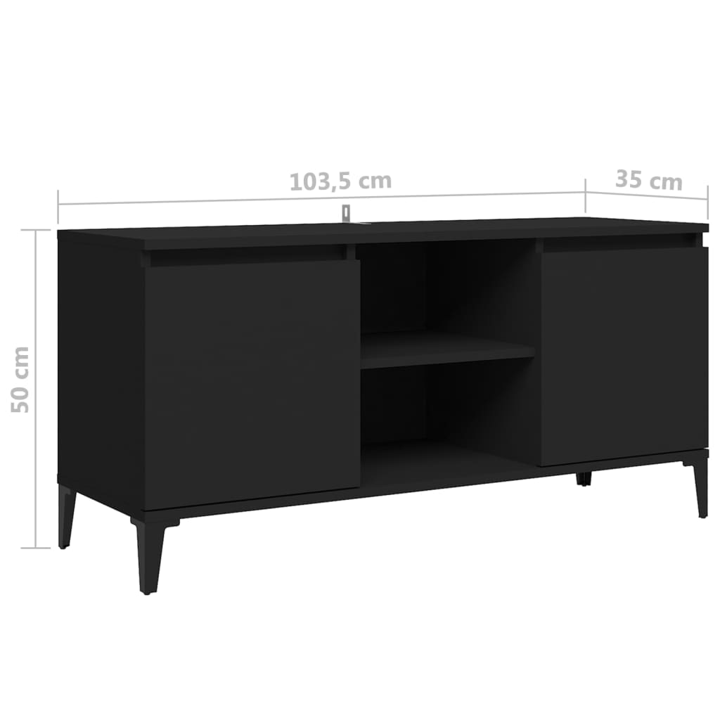 Έπιπλο Τηλεόρασης Μαύρο 103,5x35x50 εκ. με Μεταλλικά Πόδια 8