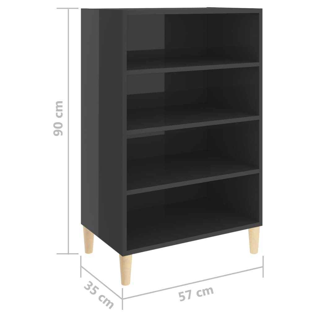Ραφιέρα Γυαλιστερή Γκρι 57 x 35 x 90 εκ. από Επεξ. Ξύλο 6