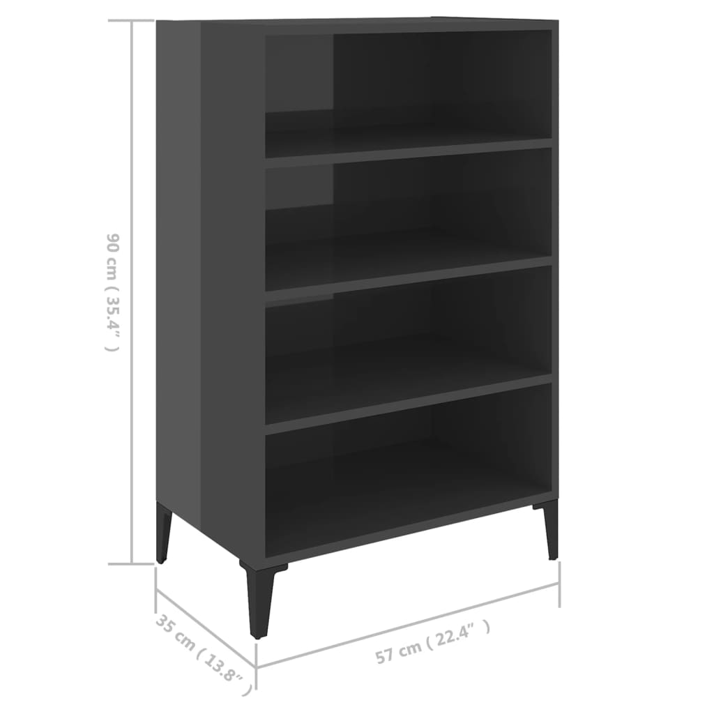 Ραφιέρα Γυαλιστερή Γκρι 57 x 35 x 90 εκ. από Επεξ. Ξύλο 6