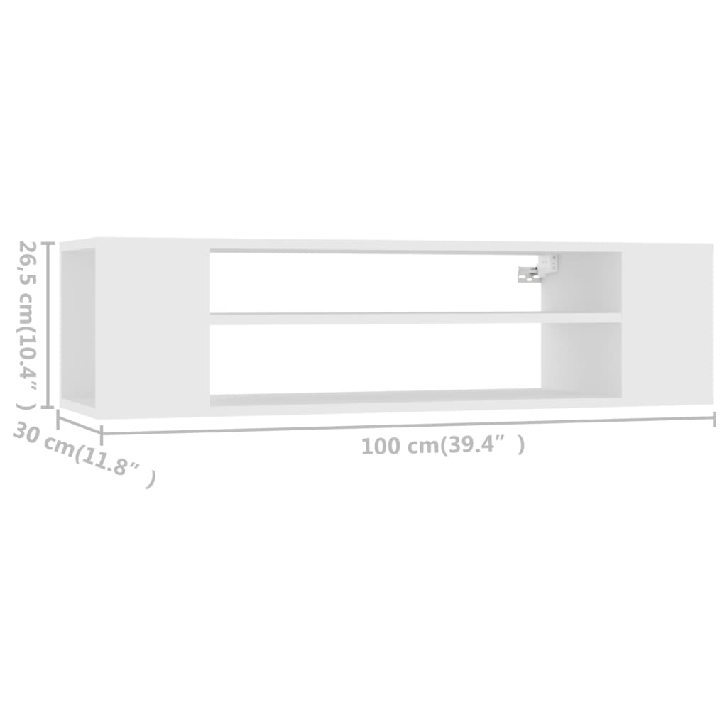 Έπιπλο Τηλεόρασης Κρεμαστό Λευκό 100x30x26,5 εκ από Επεξ. Ξύλο 7