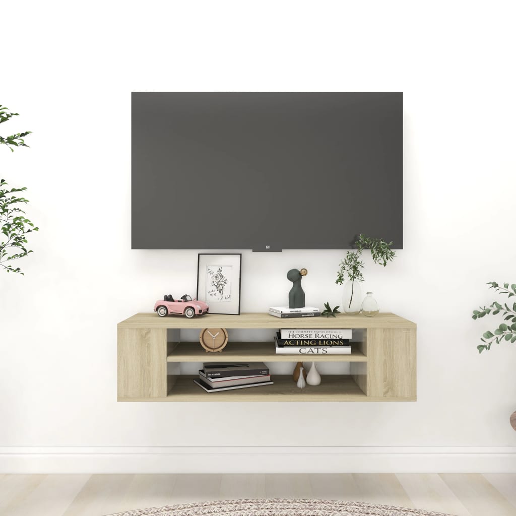 Έπιπλο Τηλεόρασης Κρεμ. Sonoma Δρυς 100x30x26,5 εκ. Επεξ. Ξύλο 1