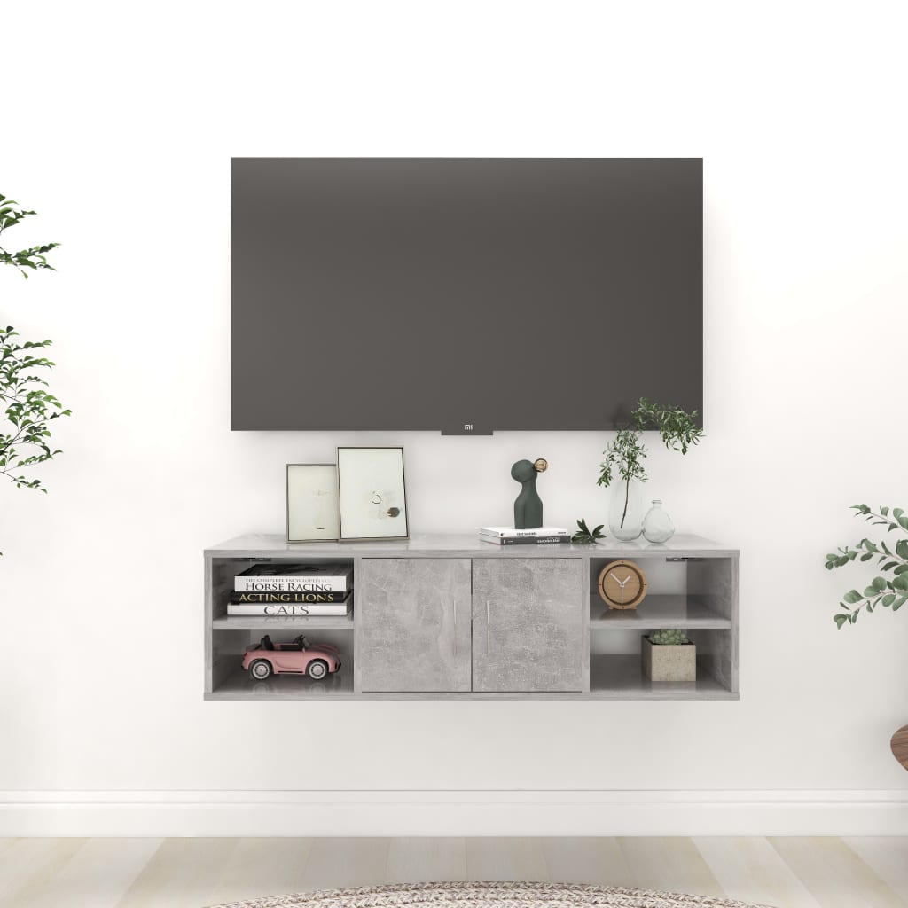 Ραφιέρα Τοίχου Γκρι Σκυροδέματος 102x30x29 εκ. από Επεξ. Ξύλο 1