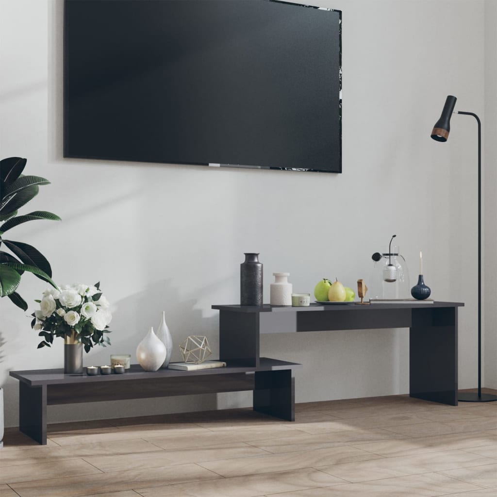Έπιπλο Τηλεόρασης Γυαλιστερό Γκρι 180 x 30 x 43 εκ. Επεξ. Ξύλο 1