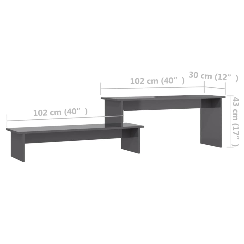 Έπιπλο Τηλεόρασης Γυαλιστερό Γκρι 180 x 30 x 43 εκ. Επεξ. Ξύλο 7