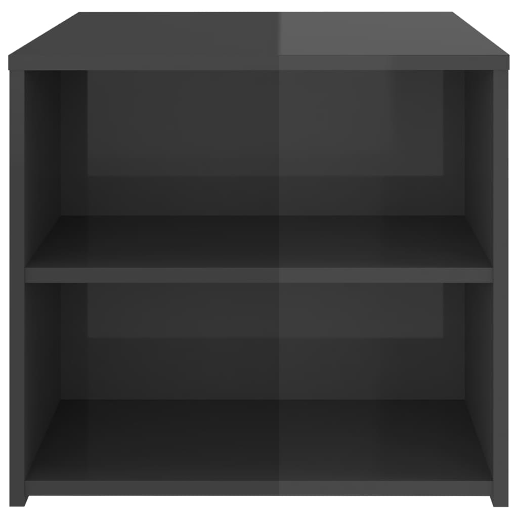 Τραπέζι Βοηθητικό Γυαλιστερό Γκρι 50 x 50 x 45 εκ. Επεξ. Ξύλο 4