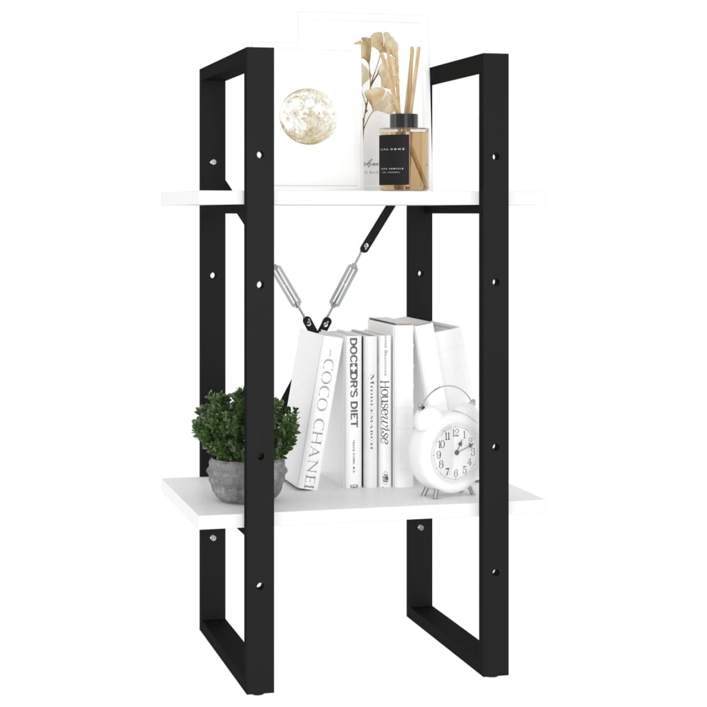 Βιβλιοθήκη με 2 Ράφια Λευκή 40 x 30 x 70 εκ. από Επεξ. Ξύλο 3