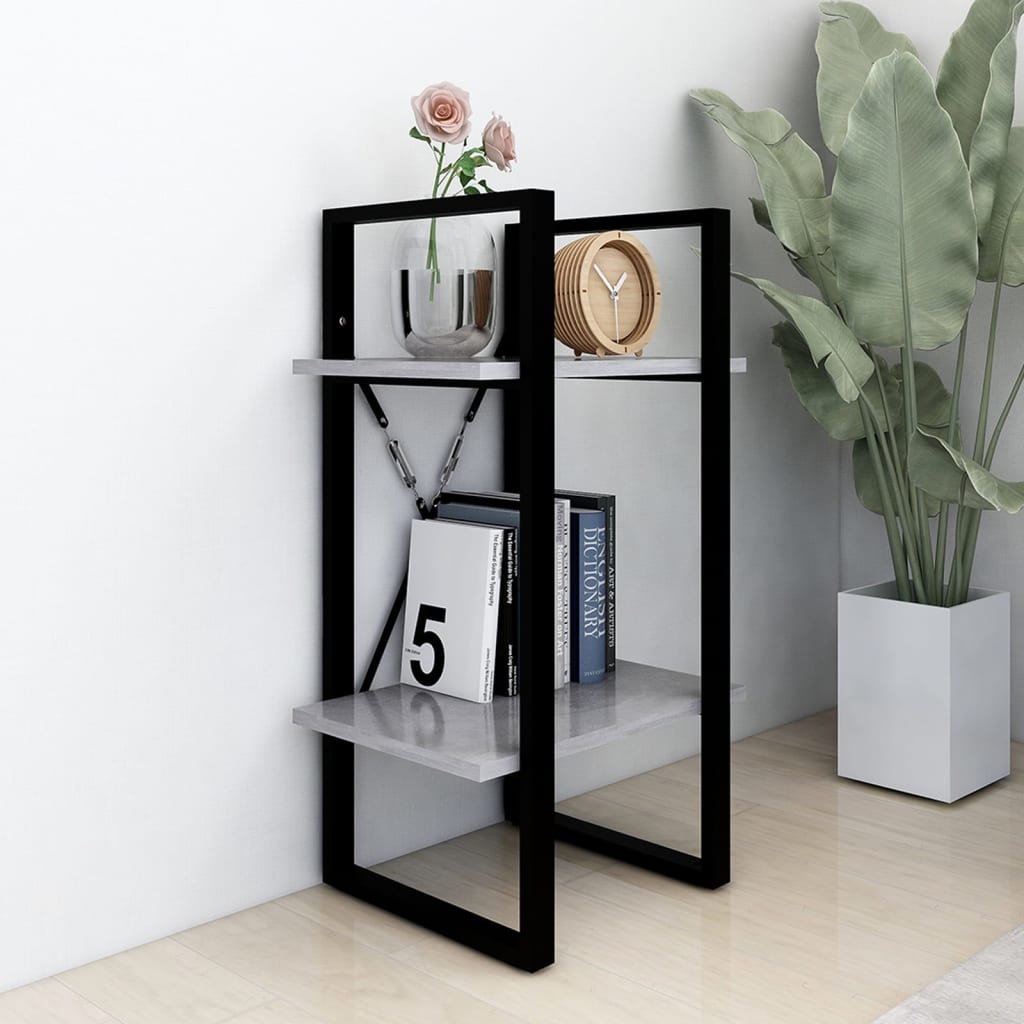 Βιβλιοθήκη με 2 Ράφια Γκρι Σκυρ. 40 x 30 x 70 εκ. Επεξ. Ξύλο 3