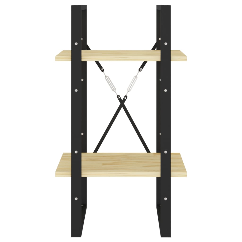 Βιβλιοθήκη με 2 Ράφια Καφέ 40x30x70 εκ. από Μασίφ Ξύλο Πεύκου 5