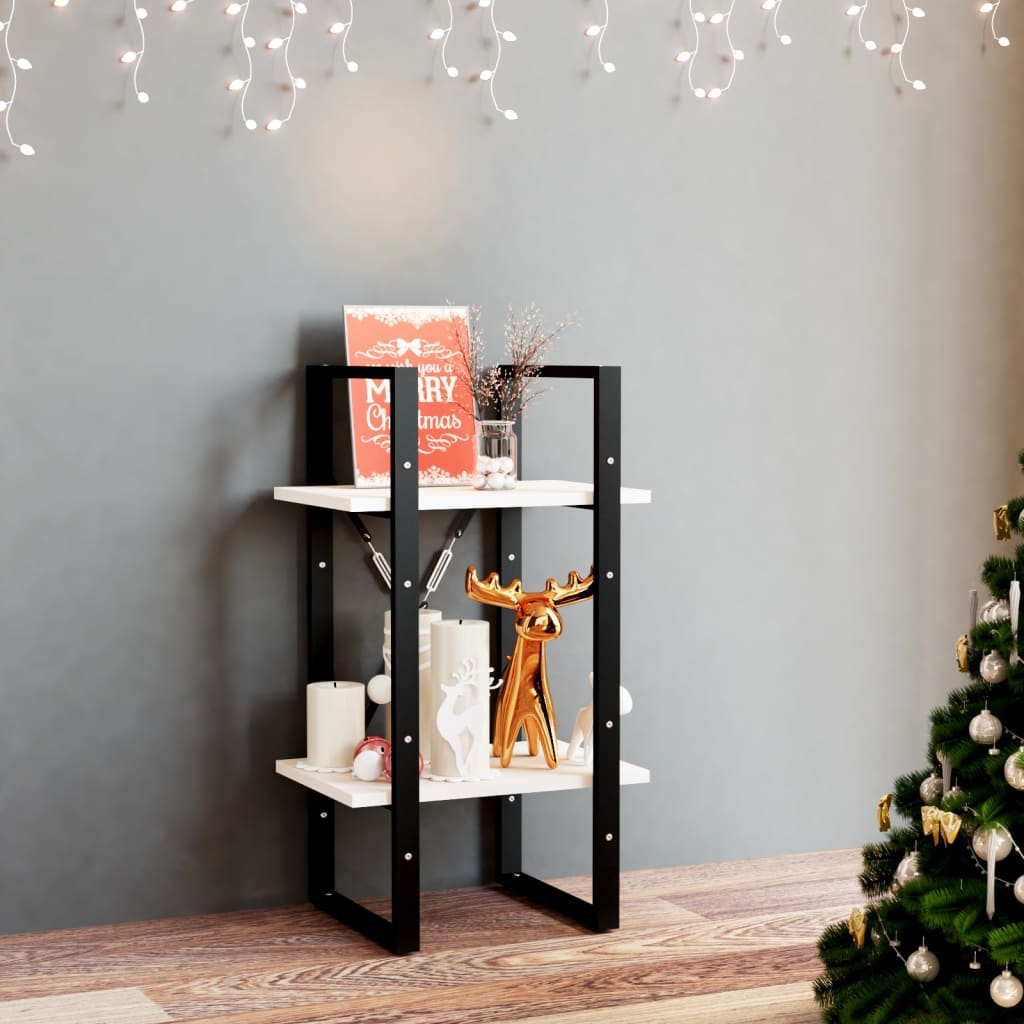 Βιβλιοθήκη με 2 Ράφια Λευκή 40x30x70 εκ. από Μασίφ Ξύλο Πεύκου 1