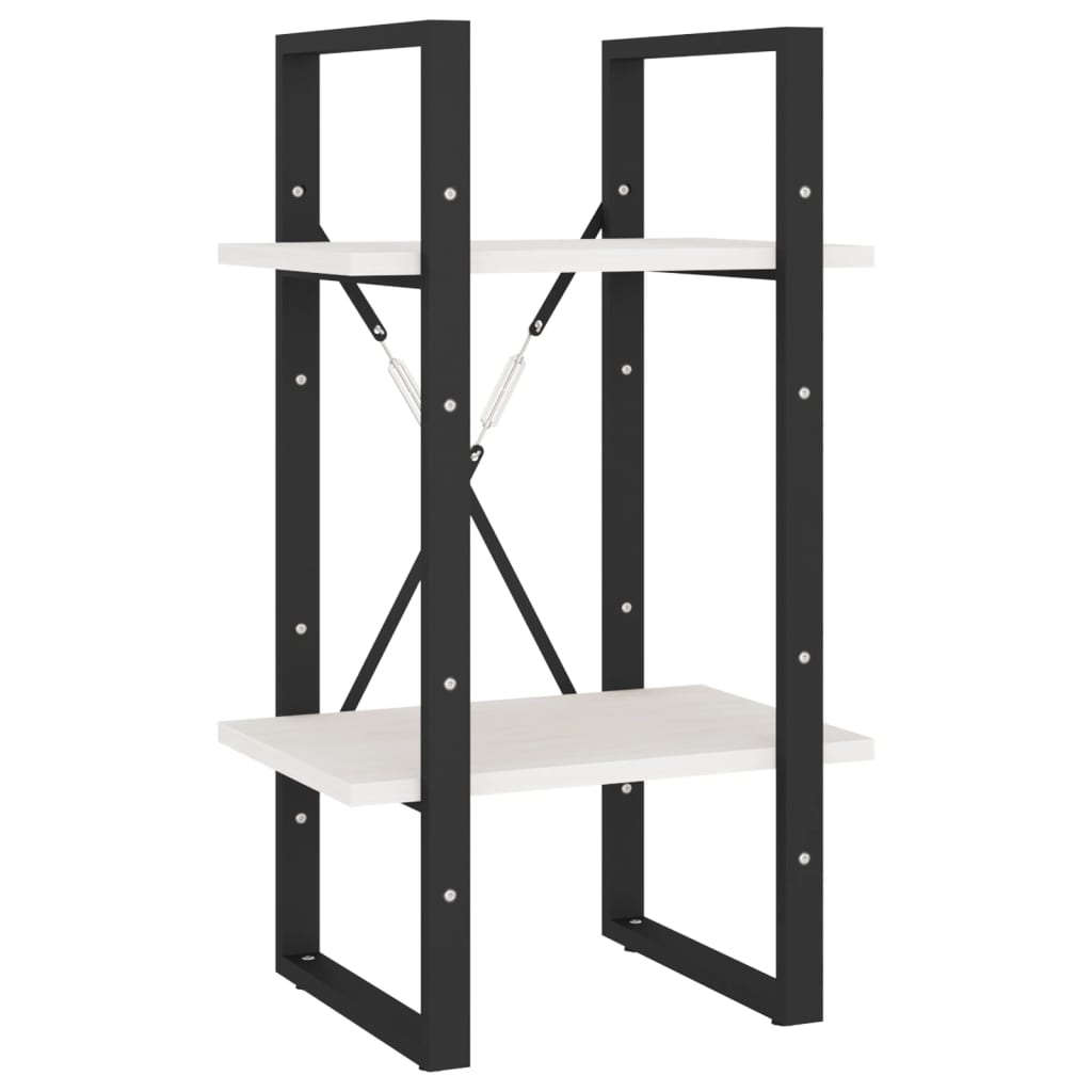 Βιβλιοθήκη με 2 Ράφια Λευκή 40x30x70 εκ. από Μασίφ Ξύλο Πεύκου 2