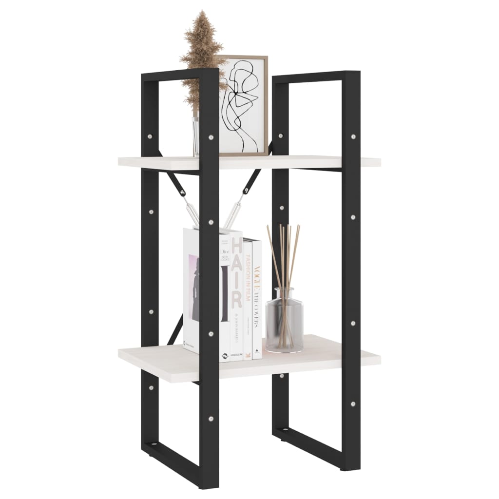 Βιβλιοθήκη με 2 Ράφια Λευκή 40x30x70 εκ. από Μασίφ Ξύλο Πεύκου 4