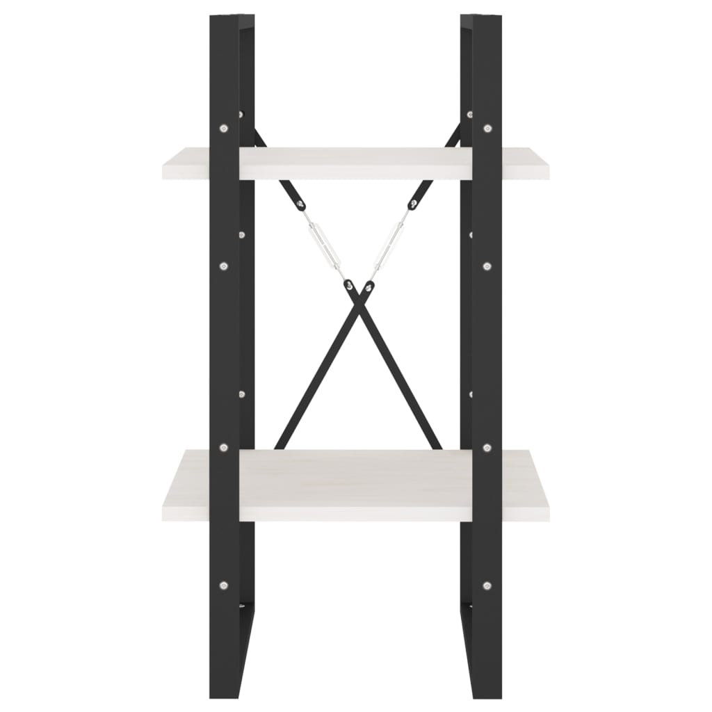 Βιβλιοθήκη με 2 Ράφια Λευκή 40x30x70 εκ. από Μασίφ Ξύλο Πεύκου 5