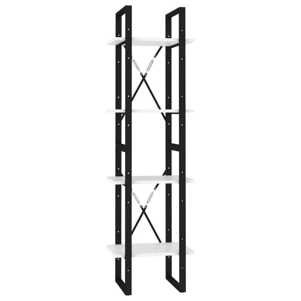 Βιβλιοθήκη με 4 Ράφια Λευκή 40 x 30 x 140 εκ. από Επεξ. Ξύλο 2