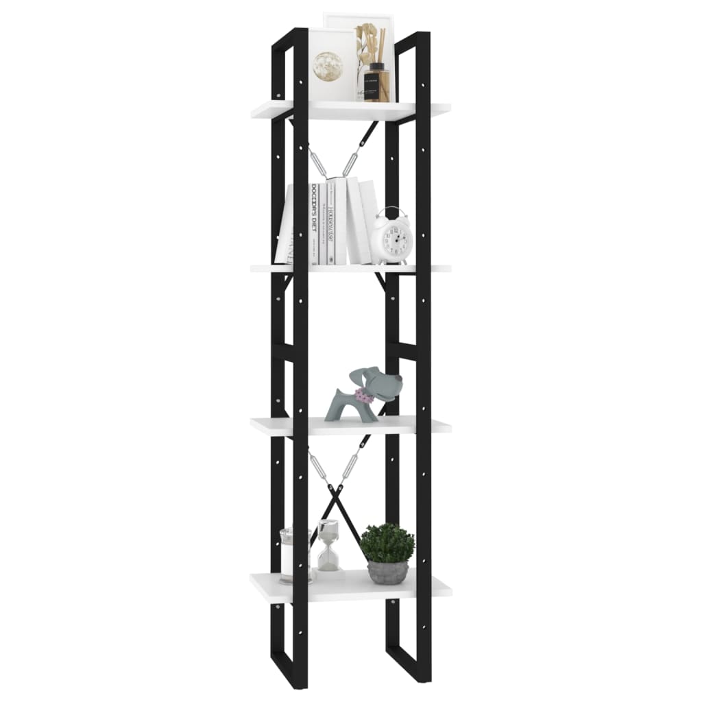 Βιβλιοθήκη με 4 Ράφια Λευκή 40 x 30 x 140 εκ. από Επεξ. Ξύλο 4